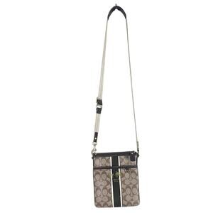 Coach Signature Stripe Swingpack Brown Beige Classy Preppy Neutral Old Money